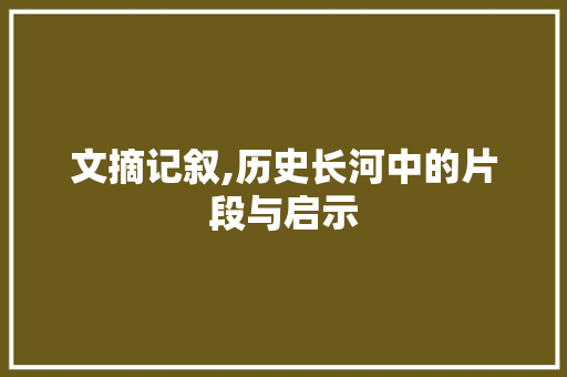 文摘记叙,历史长河中的片段与启示