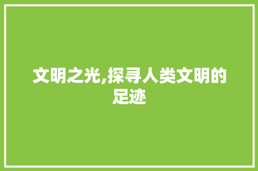 文明之光,探寻人类文明的足迹