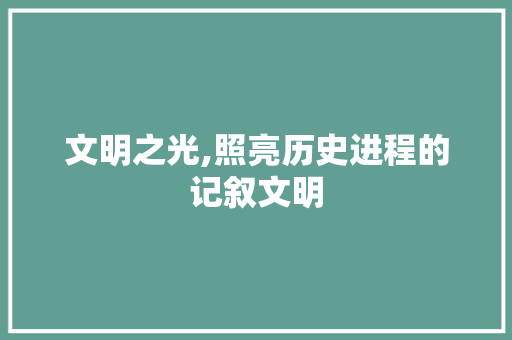 文明之光,照亮历史进程的记叙文明