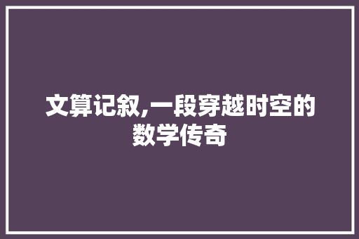 文算记叙,一段穿越时空的数学传奇