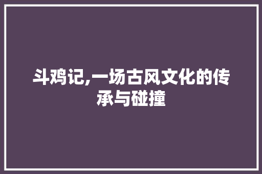 斗鸡记,一场古风文化的传承与碰撞 演讲稿范文