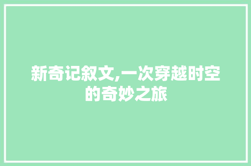 新奇记叙文,一次穿越时空的奇妙之旅