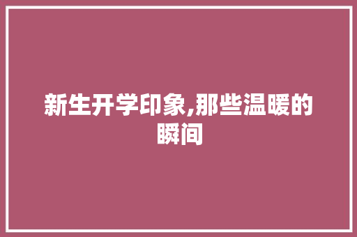 新生开学印象,那些温暖的瞬间