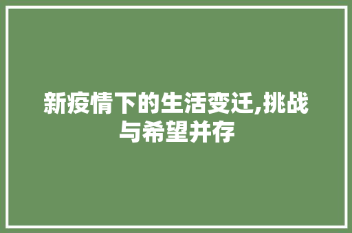 新疫情下的生活变迁,挑战与希望并存