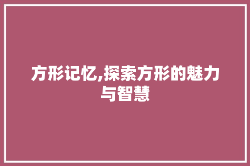 方形记忆,探索方形的魅力与智慧