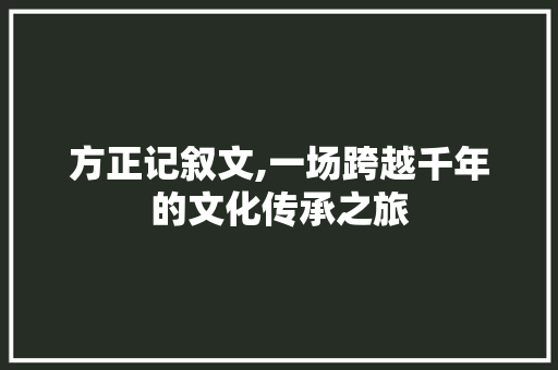 方正记叙文,一场跨越千年的文化传承之旅