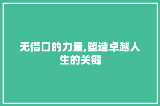 无借口的力量,塑造卓越人生的关键