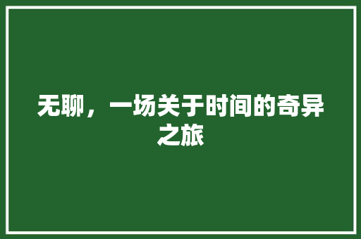 无聊，一场关于时间的奇异之旅