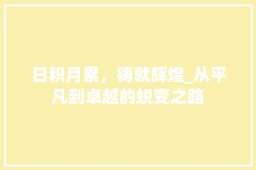 日积月累，铸就辉煌_从平凡到卓越的蜕变之路