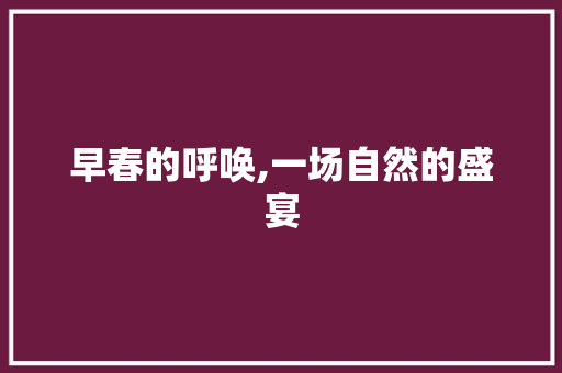 早春的呼唤,一场自然的盛宴