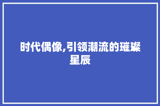 时代偶像,引领潮流的璀璨星辰