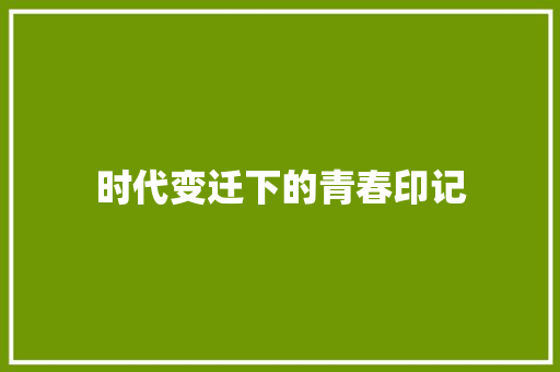 时代变迁下的青春印记