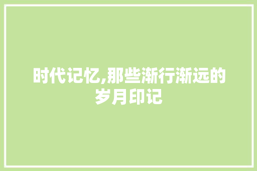 时代记忆,那些渐行渐远的岁月印记