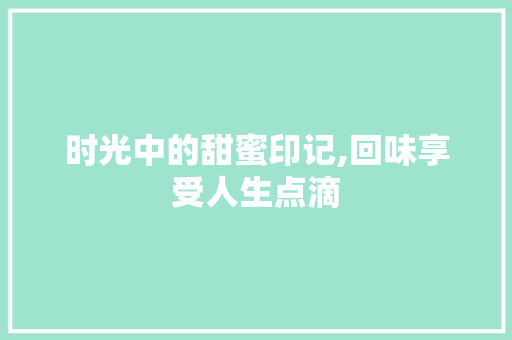 时光中的甜蜜印记,回味享受人生点滴