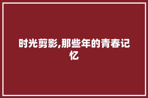 时光剪影,那些年的青春记忆