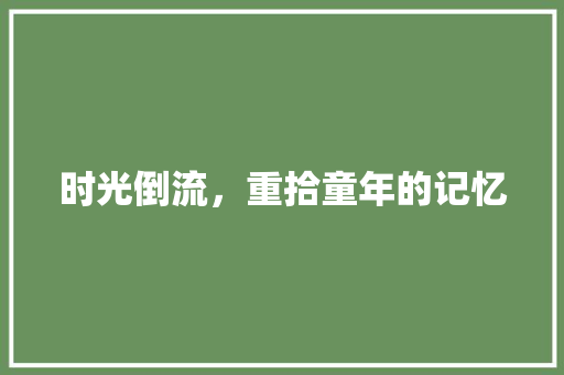 时光倒流，重拾童年的记忆