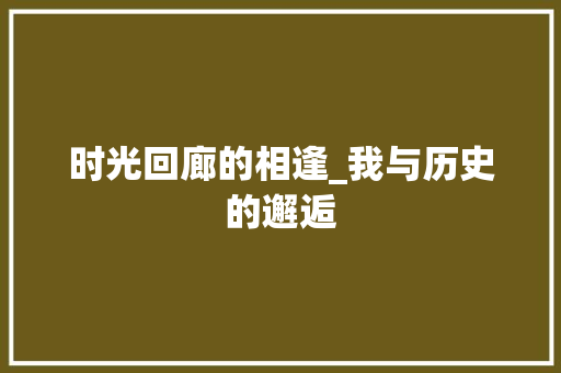 时光回廊的相逢_我与历史的邂逅