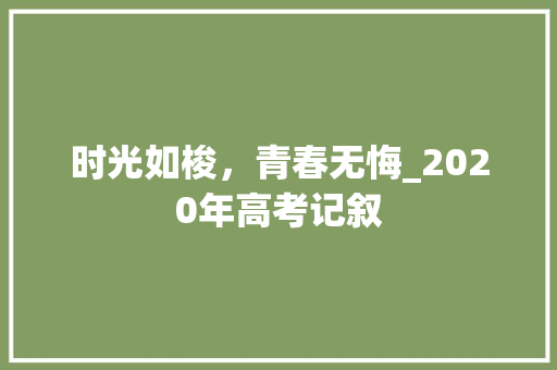 时光如梭，青春无悔_2020年高考记叙