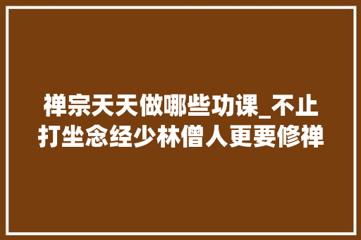 禅宗天天做哪些功课_不止打坐念经少林僧人更要修禅习武他们天天的生活是这样的