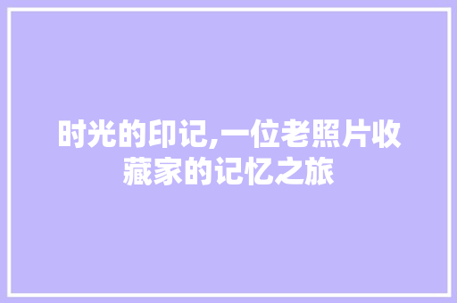 时光的印记,一位老照片收藏家的记忆之旅