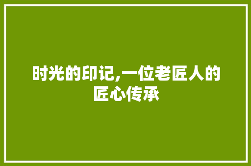 时光的印记,一位老匠人的匠心传承