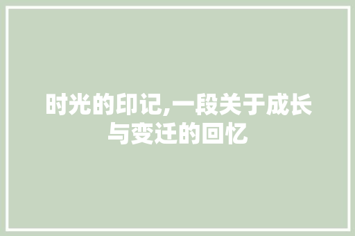 时光的印记,一段关于成长与变迁的回忆