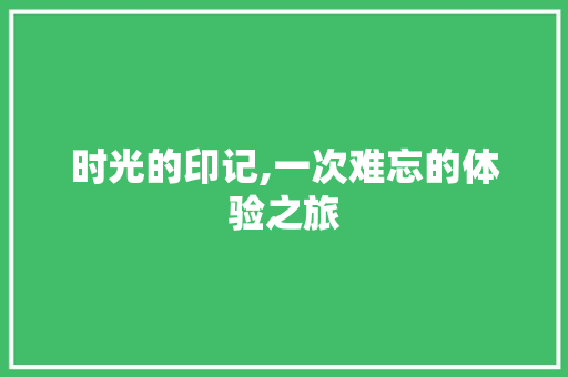 时光的印记,一次难忘的体验之旅