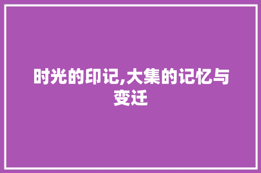 时光的印记,大集的记忆与变迁