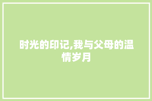 时光的印记,我与父母的温情岁月