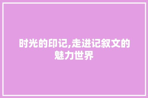 时光的印记,走进记叙文的魅力世界