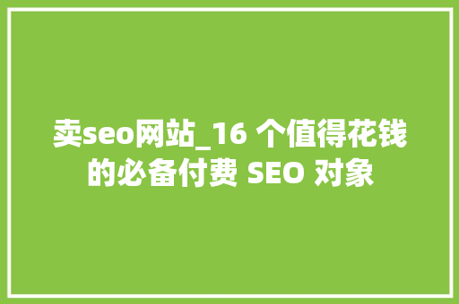 卖seo网站_16 个值得花钱的必备付费 SEO 对象