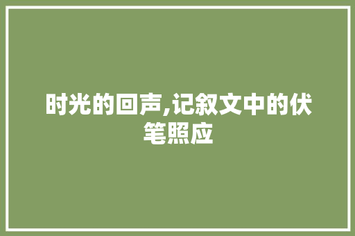 时光的回声,记叙文中的伏笔照应