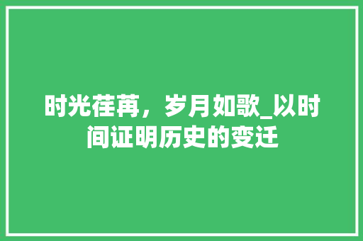 时光荏苒，岁月如歌_以时间证明历史的变迁