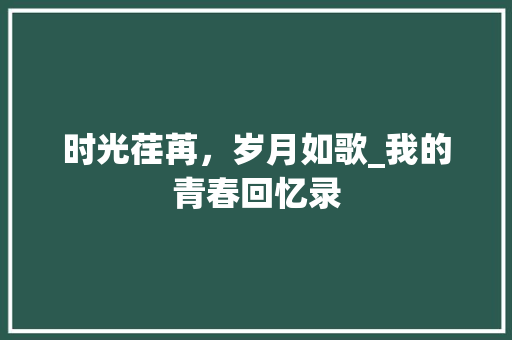 时光荏苒，岁月如歌_我的青春回忆录