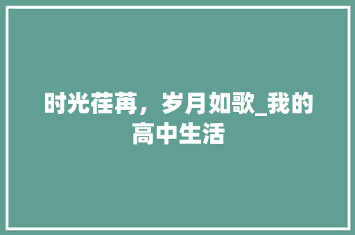 时光荏苒，岁月如歌_我的高中生活