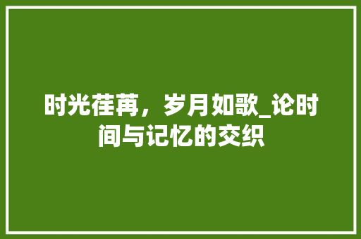 时光荏苒，岁月如歌_论时间与记忆的交织