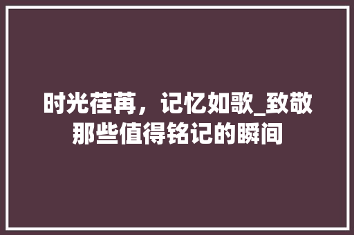 时光荏苒，记忆如歌_致敬那些值得铭记的瞬间