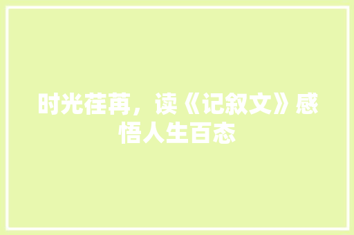 时光荏苒，读《记叙文》感悟人生百态