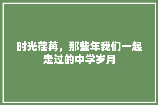 时光荏苒，那些年我们一起走过的中学岁月