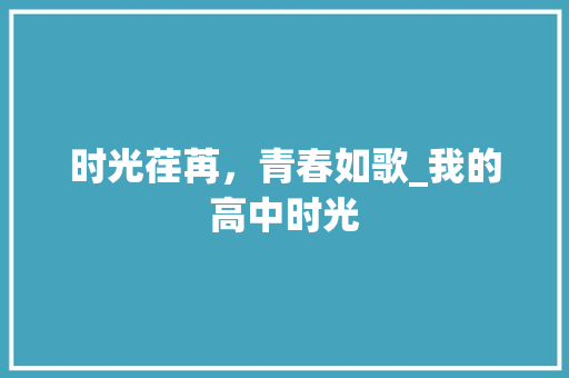 时光荏苒，青春如歌_我的高中时光