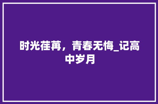 时光荏苒，青春无悔_记高中岁月 商务邮件范文