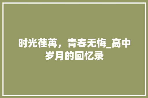 时光荏苒，青春无悔_高中岁月的回忆录