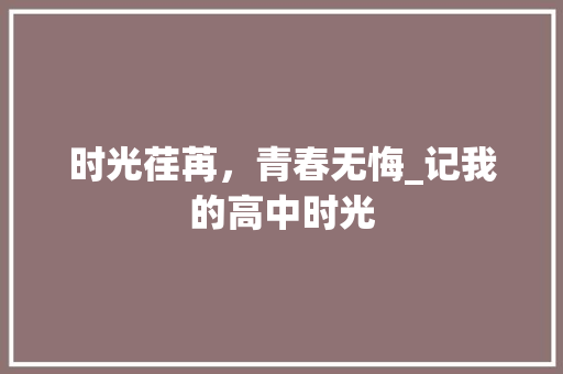 时光荏苒，青春无悔_记我的高中时光