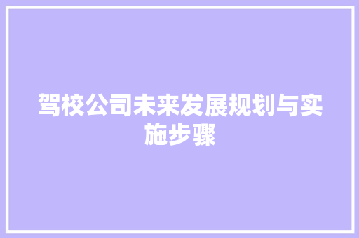 驾校公司未来发展规划与实施步骤