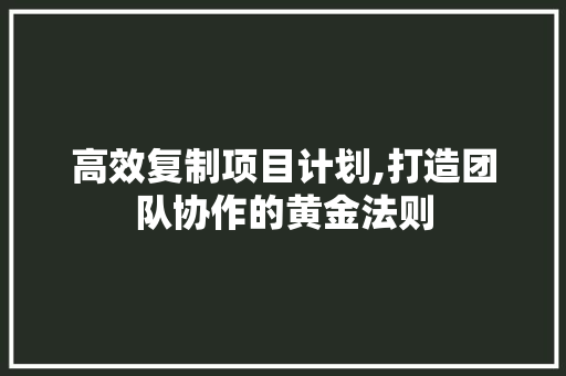 高效复制项目计划,打造团队协作的黄金法则