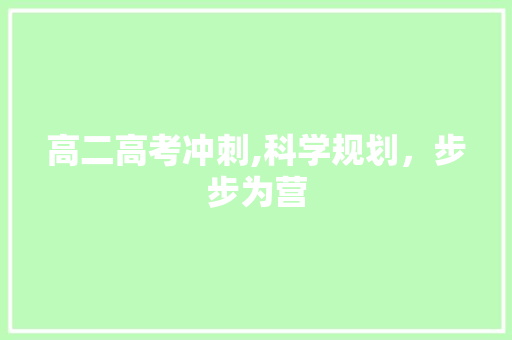 高二高考冲刺,科学规划，步步为营