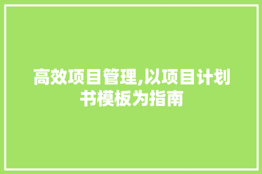 高效项目管理,以项目计划书模板为指南