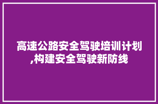 高速公路安全驾驶培训计划,构建安全驾驶新防线