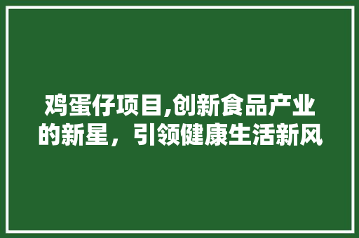 鸡蛋仔项目,创新食品产业的新星，引领健康生活新风尚