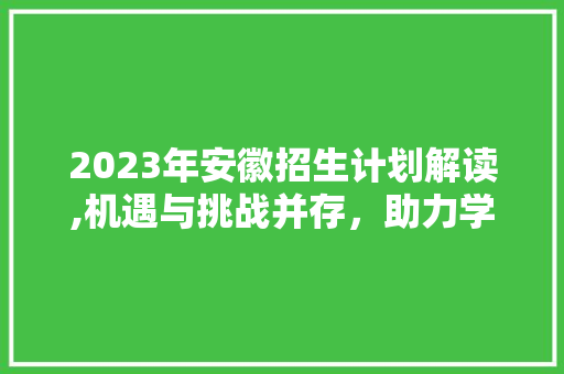 2023年安徽招生计划解读,机遇与挑战并存，助力学子圆梦未来